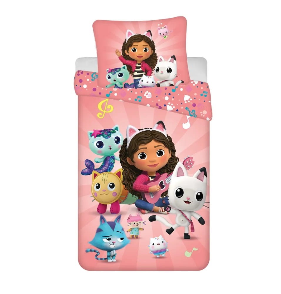 Pościel Dziecięca 100% bawełna 140x200 Koci Domek Gabi Róż