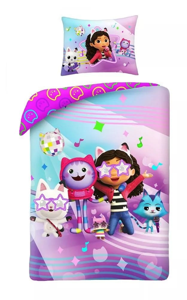 Pościel Dziecięca 100% bawełna 160x200 Koci Domek Gabi Róż