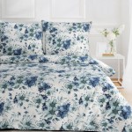 Pościel Satyna Bawełniana Spring 220x200 Kwiaty Niebieskie 54