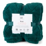Koc 200x220 Tłoczony Jednobarwny Ciemna Zieleń Caro