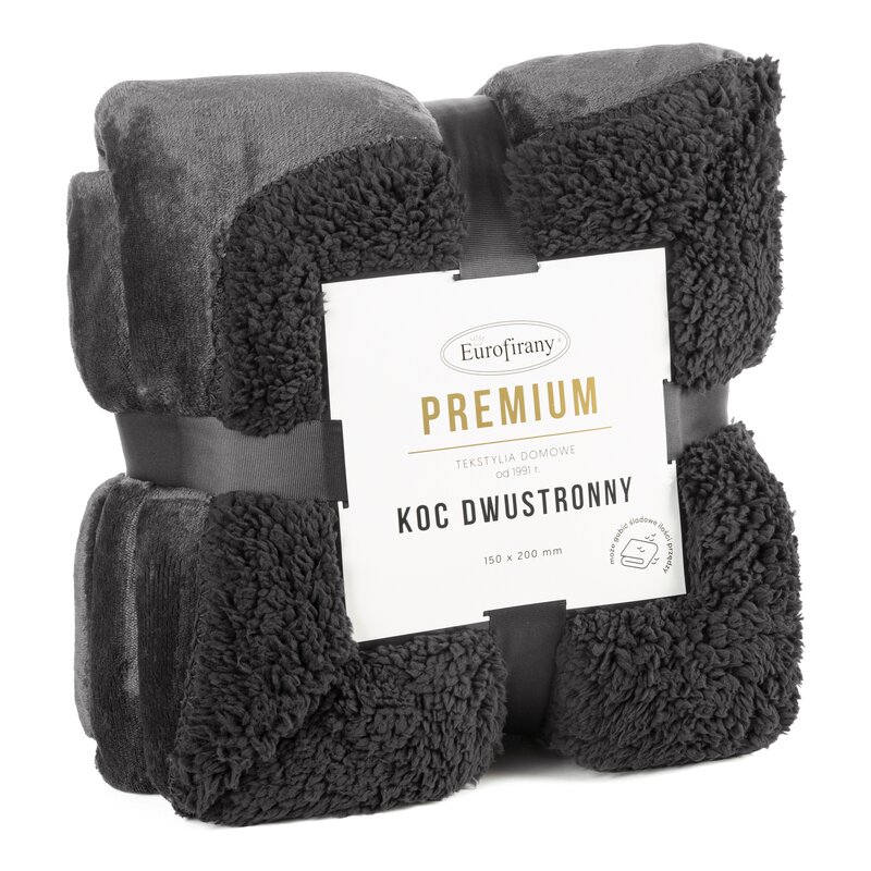 Koc Dwustronny Ciepły 200x220 Tedy Stalowy