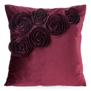 Poszewka Dekoracyjna Róże 45x45 Welwetowa Flores Burgund