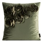 Poszewka Dekoracyjna Róże 45x45 Welwetowa Flores Oliwka