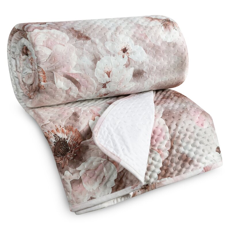 Narzuta Dekoracyjna 170x210 Florina Kwiaty Pudrowa