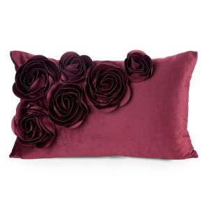 Poszewka Dekoracyjna Róże 30x50 Welwetowa Flores Burgund