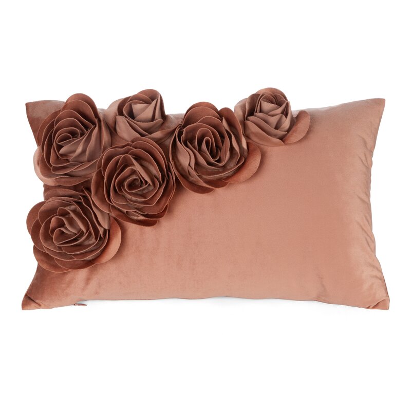 Poszewka Dekoracyjna Róże 30x50 Welwetowa Flores Ruda