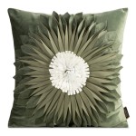 Poszewka Dekoracyjna Kwiat 45x45 Welwetowa Flores3 Oliwka