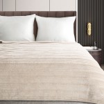 Koc 200x220 Wytłaczany Ciepły Nina Beżowy