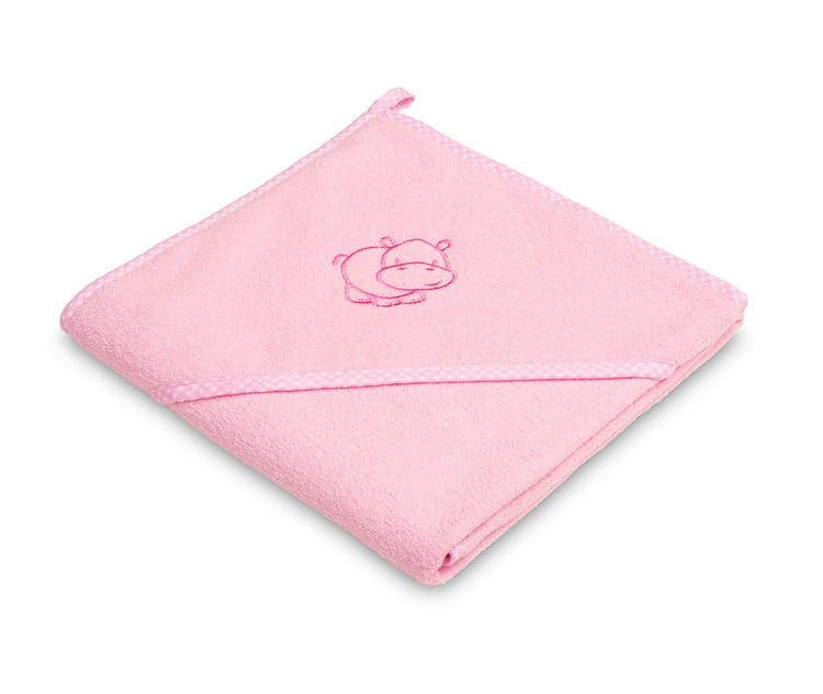 Okrycie Kąpielowe z Kapturkiem Hippo 80x80 Różowe
