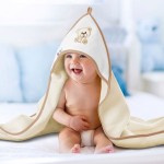 Okrycie Kąpielowe z Kapturkiem 100x100 Miś Ecru