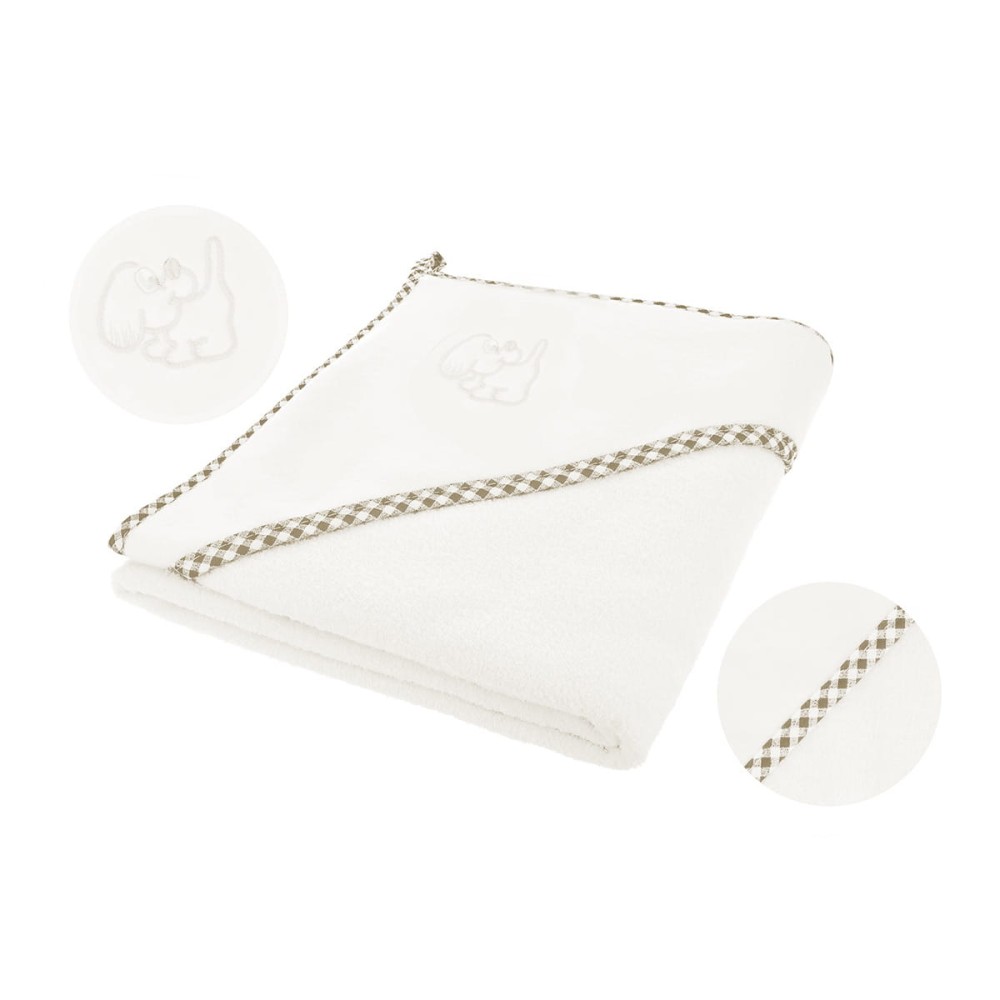 Okrycie Kąpielowe z Kapturkiem Bocio 80x80 Ecru